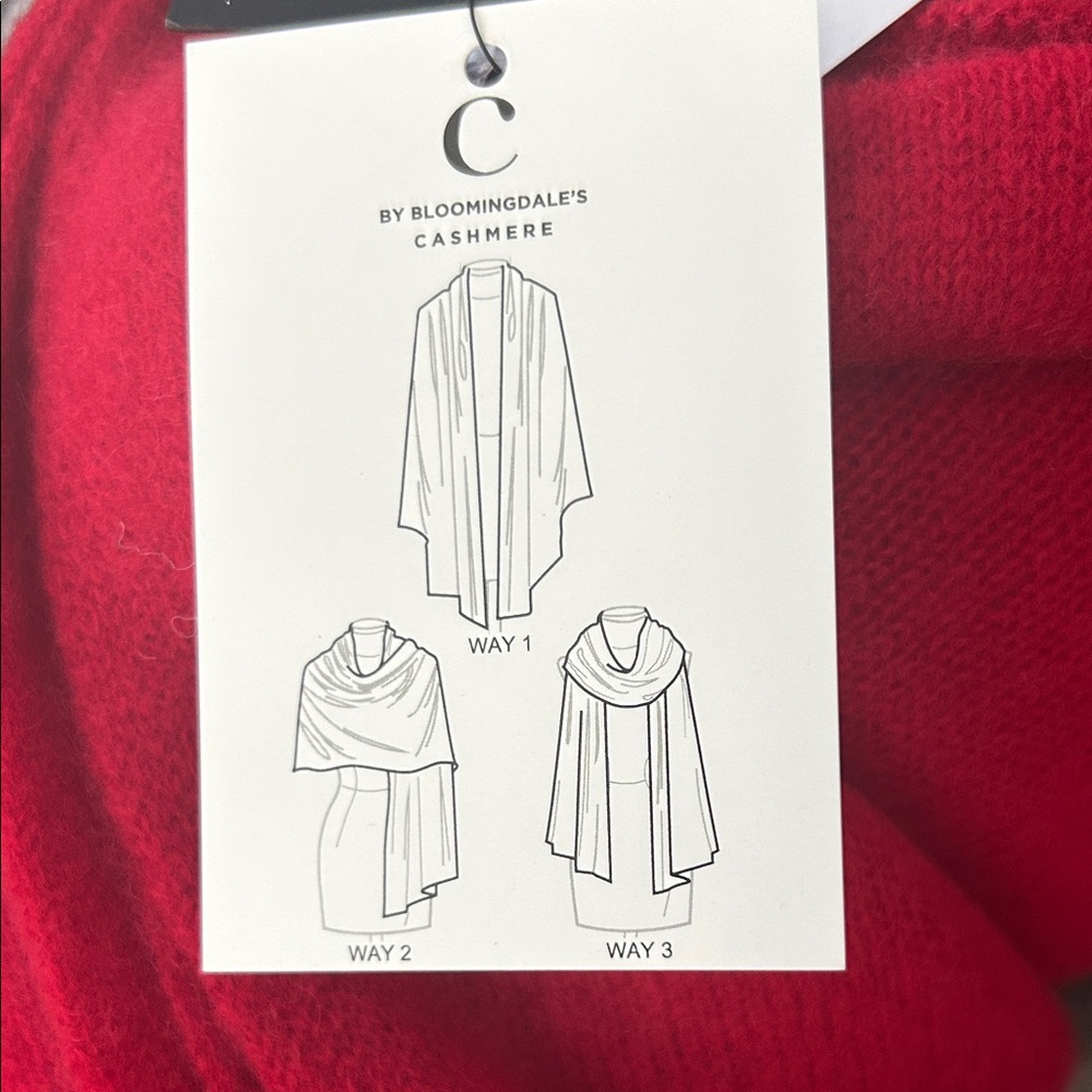 NWT C by Bloomingdales Cashmere Red Women's Shawl - Picture 4 of 6